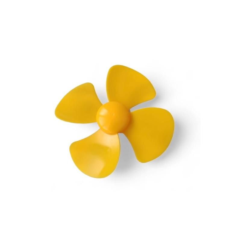 Hélice amarilla de 4 palas y 80 mm de diámetro de plástico